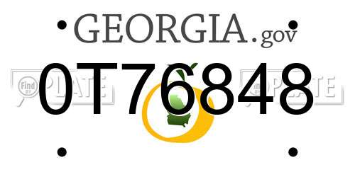 0T76848 Georgia License Plate