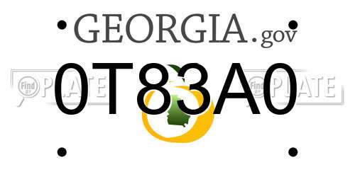 0T83A0 Georgia License Plate