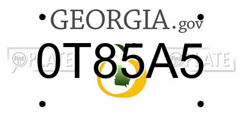 0T85A5 Georgia License Plate