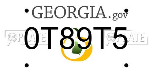 0T89T5 Georgia License Plate