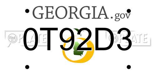 0T92D3 Georgia License Plate
