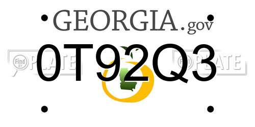 0T92Q3 Georgia License Plate