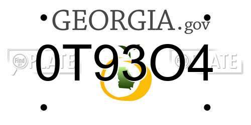 0T93O4 Georgia License Plate