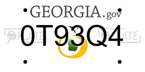0T93Q4 Georgia License Plate