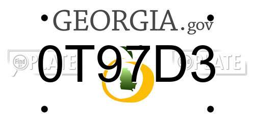 0T97D3 Georgia License Plate