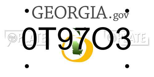 0T97O3 Georgia License Plate
