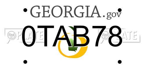 0TAB78 Georgia License Plate