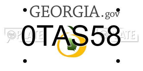 0TAS58 Georgia License Plate