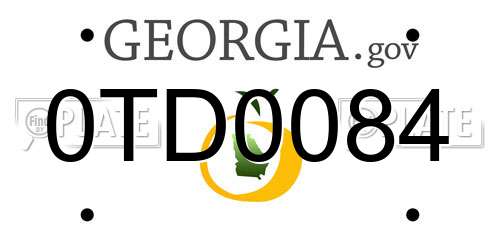 0TD0084 Georgia License Plate