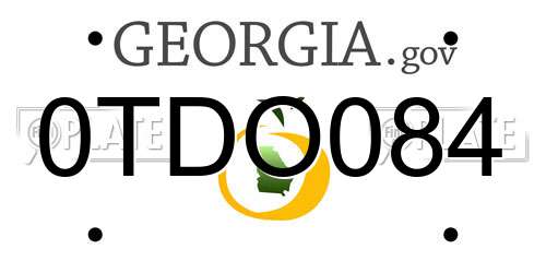 0TDO084 Georgia License Plate
