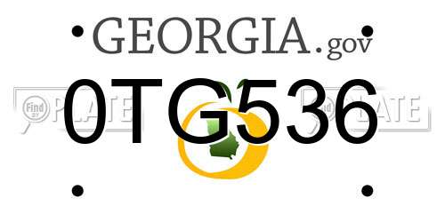 0TG536 Georgia License Plate