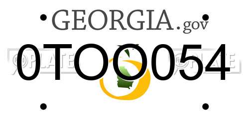 0TOO054 Georgia License Plate