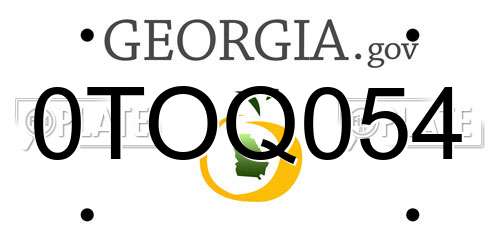 0TOQ054 Georgia License Plate
