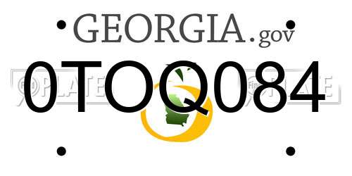 0TOQ084 Georgia License Plate