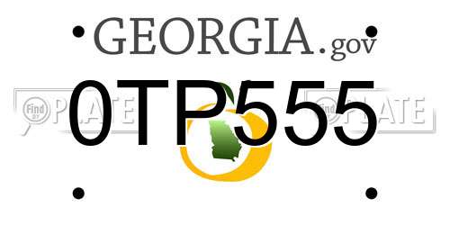 0TP555 Georgia License Plate