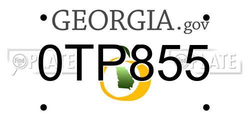 0TP855 Georgia License Plate
