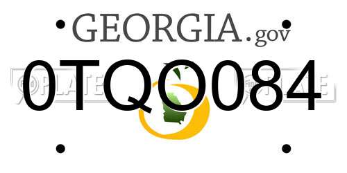 0TQO084 Georgia License Plate