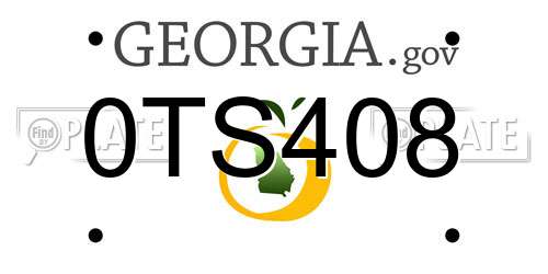 0TS408 Georgia License Plate