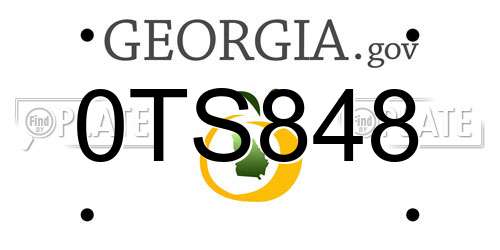 0TS848 Georgia License Plate