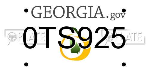0TS925 Georgia License Plate