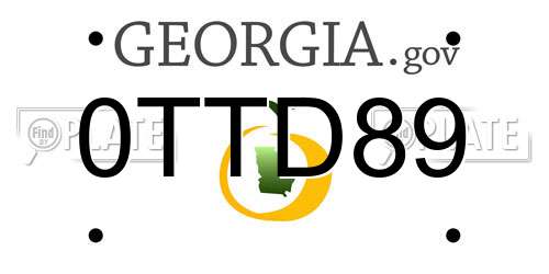 0TTD89 Georgia License Plate