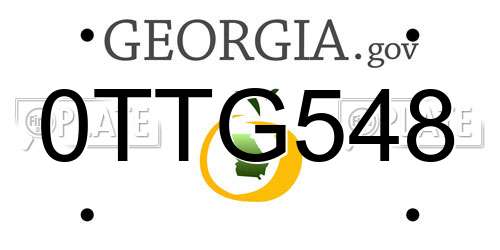 0TTG548 Georgia License Plate