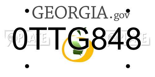 0TTG848 Georgia License Plate