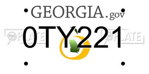 0TY221 Georgia License Plate