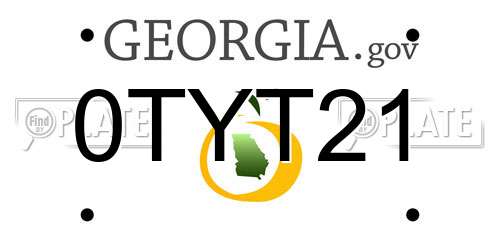 0TYT21 Georgia License Plate