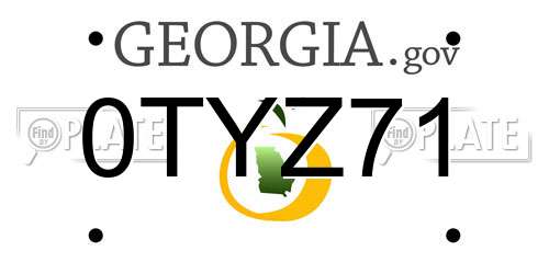 0TYZ71 Georgia License Plate