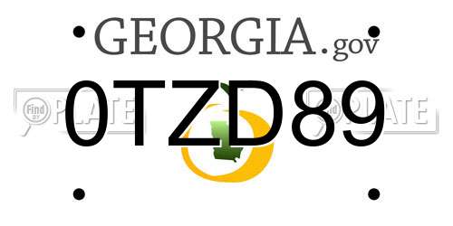 0TZD89 Georgia License Plate