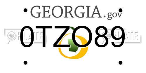 0TZO89 Georgia License Plate