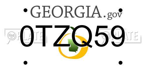 0TZQ59 Georgia License Plate