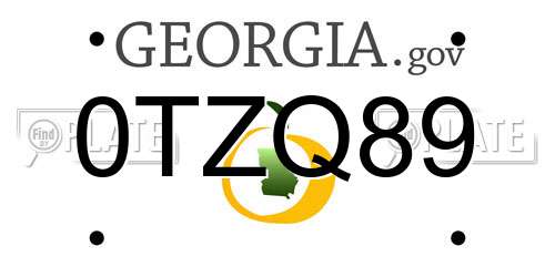 0TZQ89 Georgia License Plate