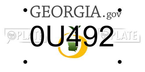 0U492 Georgia License Plate