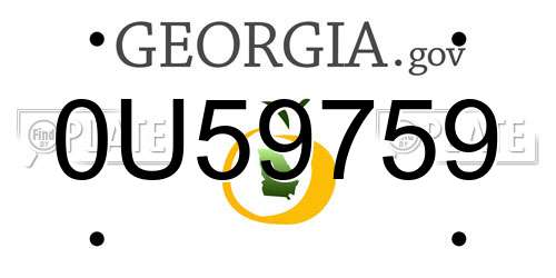 0U59759 Georgia License Plate