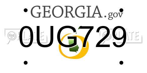 0UG729 Georgia License Plate