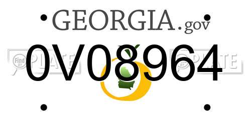 0V08964 Georgia License Plate