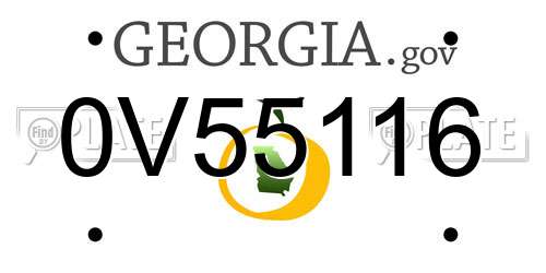 0V55116 Georgia License Plate