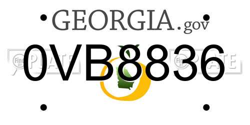 0VB8836 Georgia License Plate