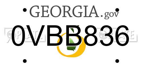 0VBB836 Georgia License Plate