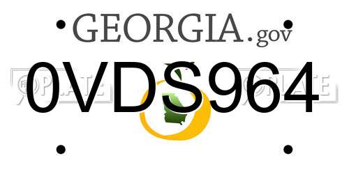 0VDS964 Georgia License Plate