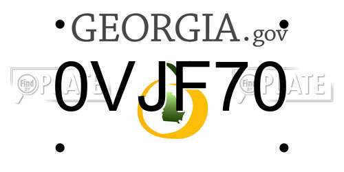 0VJF70 Georgia License Plate