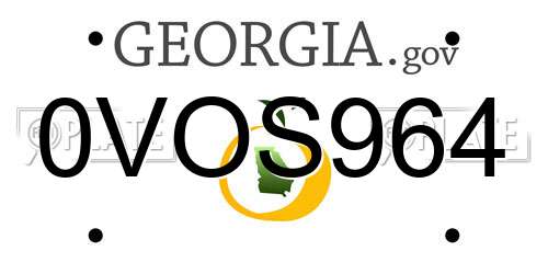 0VOS964 Georgia License Plate
