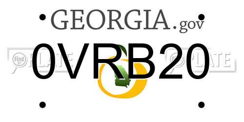 0VRB20 Georgia License Plate