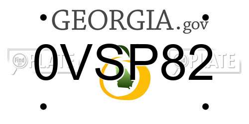 0VSP82 Georgia License Plate
