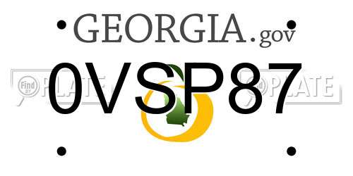 0VSP87 Georgia License Plate