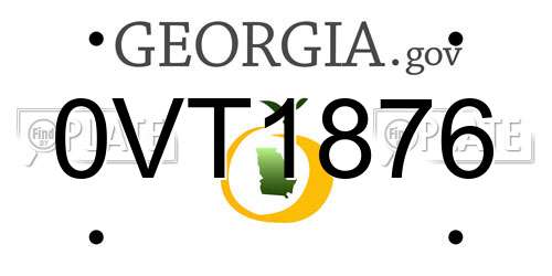 0VT1876 Georgia License Plate