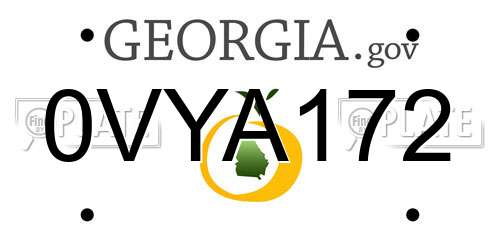 0VYA172 Georgia License Plate