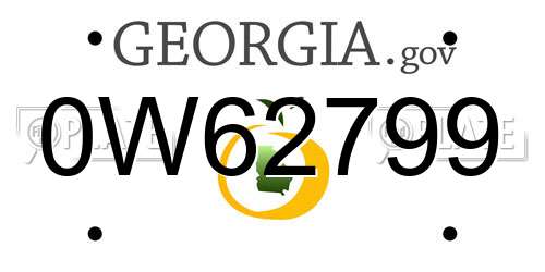0W62799 Georgia License Plate